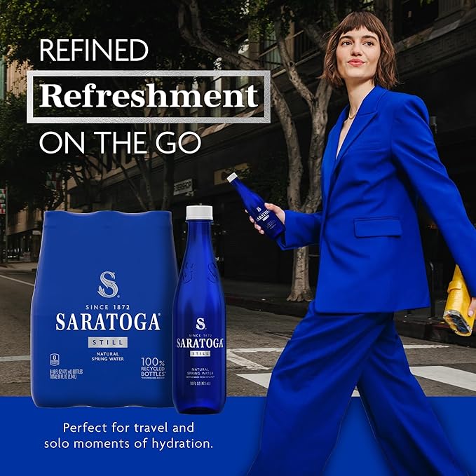 Saratoga Spring Water Bottles, 6 Pack - Still Bottled Water with Naturally Occurring Minerals - Recycled PET Plastic Bottles - 16 Fl Oz