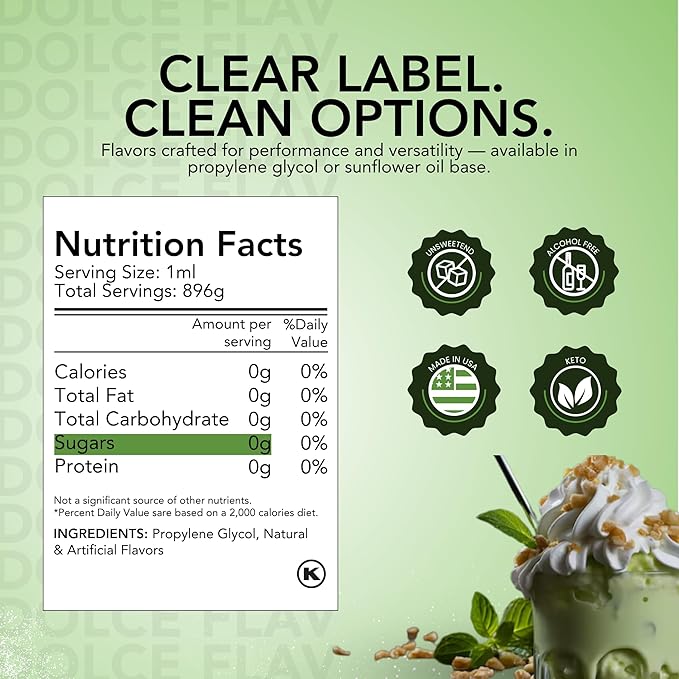 Dolce Flav Pistachio Flavoring ??32 oz. ??Premium Flavoring for Ice Cream, Desserts, Boba, Beverages & Baked Goods | Ideal for Restaurants, Bakeries & Coffee Shops