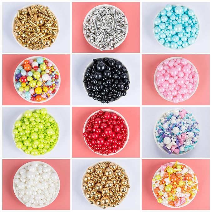 Silver Pearl Sprinkles,Edible Pearl Sugar Sprinkle for Cake Decorating,130g/4.58oz Mix Size,Halloween Baking Edible Cake Decorations,Cupcake Toppers,Cookie Decorating Donuts Ice Cream Toppings,Wedding Birthday Party Valentines Christmas Supplies