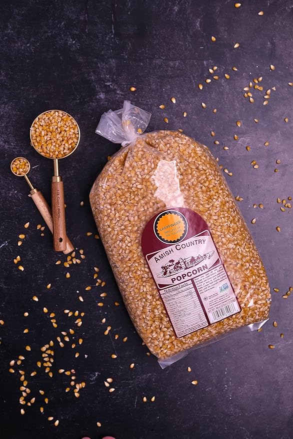 Amish Country Popcorn Ladyfinger Popcorn Kernels, 6LB Bag ??Non-GMO, Gluten Free, Hulless, Old Fashioned Popcorn