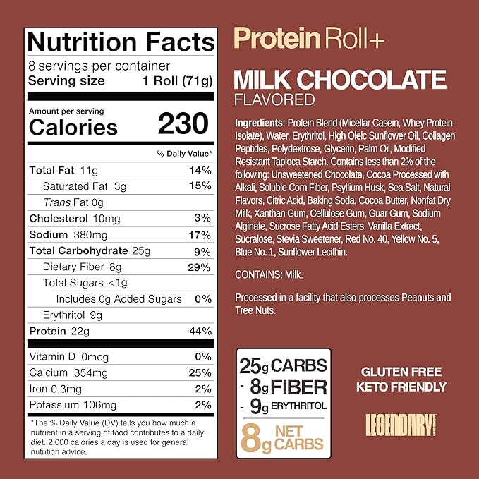Legendary Foods 22g Protein Cinnamon Roll - Premium High Protien Bars, Low Carb Meal Replacement Snack, Low Glycemic Index, Gluten Free Snacks - Sweet Zero Sugar, Keto and Diabetic Friendly 10-Pack