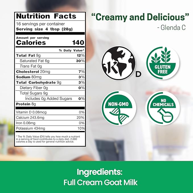 Z Natural Foods Goat Milk Powder - Pure Netherlands Full Cream Milk, Powdered Goat Milk, Highly Nutritious, Easy Digestion - Whole Goats Milk for Adults for Smoothies, Cooking, Baking, 1 lb