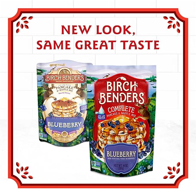 Blueberry Pancake & Waffle Mix By Birch Benders, Made With Real Blueberries, Non-Gmo, Just Add Water, Family Size, 14 Oz (Pack of 6)