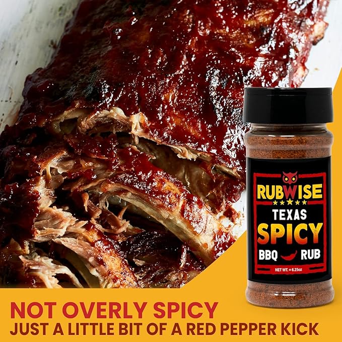 Spicy BBQ Rub by RubWise, Texas Style Brisket Rub All Natural Dry BBQ Rub for Smoking & Grilling, No MSG, 6.25oz