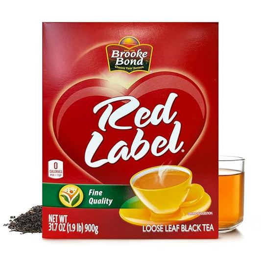 Brooke Bond Red Label | Loose Leaf Tea | Premium Quality | Indian Black Tea | Authentic Indian Chai Blend | Suitable for Milk Chai | Refreshing Flavor | 900 Grams (Pack of 1)