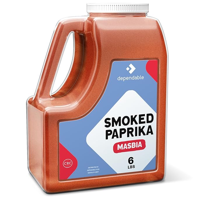 Dependable Food Smoked Sweet Paprika -6 Lb. Jar - Spanish, Bulk, Kosher Paprika Seasoning for Chefs & Culinary Enthusiasts - Natural, Non-GMO - Adds Smoky & Sweet Flavor to Grilled Meats, Paella, Roasted Vegetables, Stews & More - Allergen Free