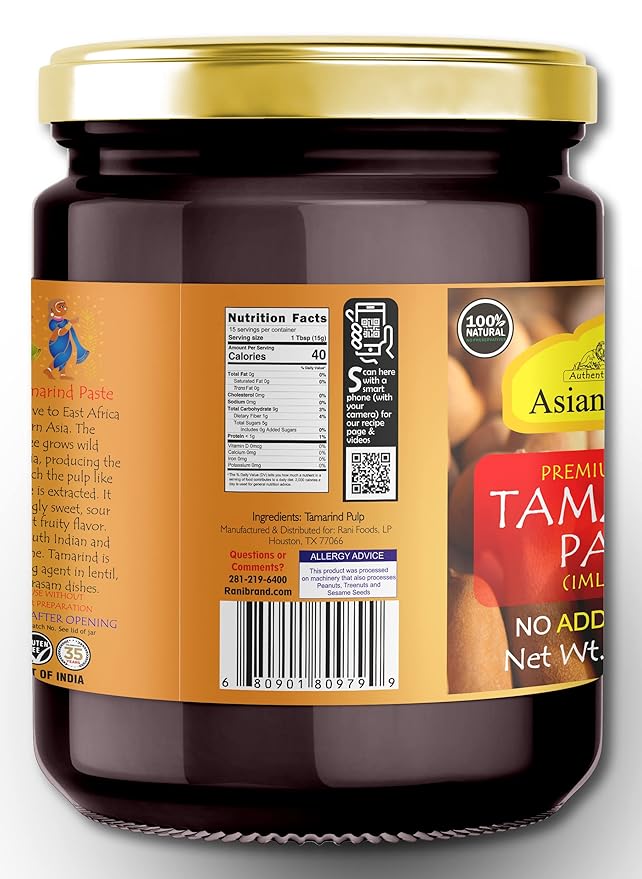 Asian Kitchen Tamarind Paste Puree (Imli) 8oz (227g) Glass Jar, Gluten Free, No Added Sugar ~ All Natural | Vegan | Non-GMO | No Colors | Indian Origin