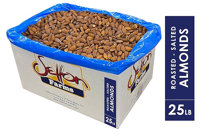 Almonds Roasted Salted, 25 Lbs. Bulk Case, Kosher