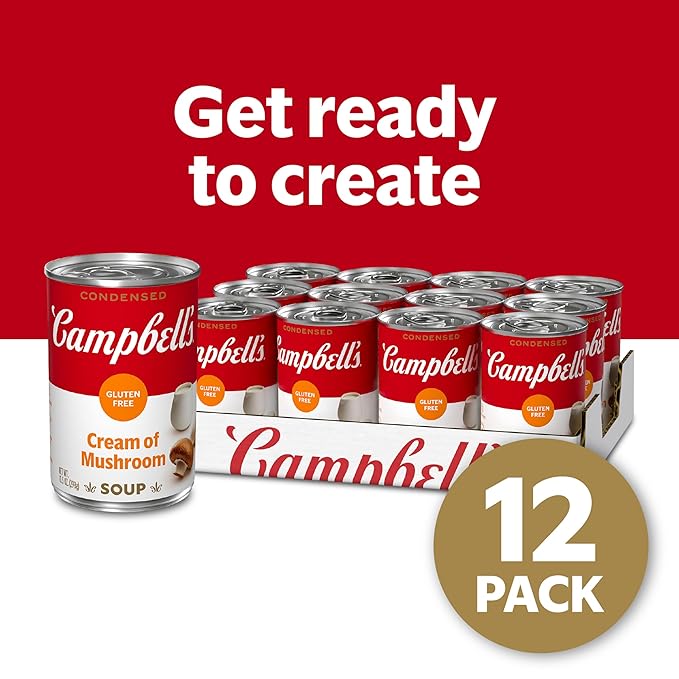Campbell's Condensed Gluten Free Cream of Mushroom Soup, 10.5 oz Can (12 Pack)