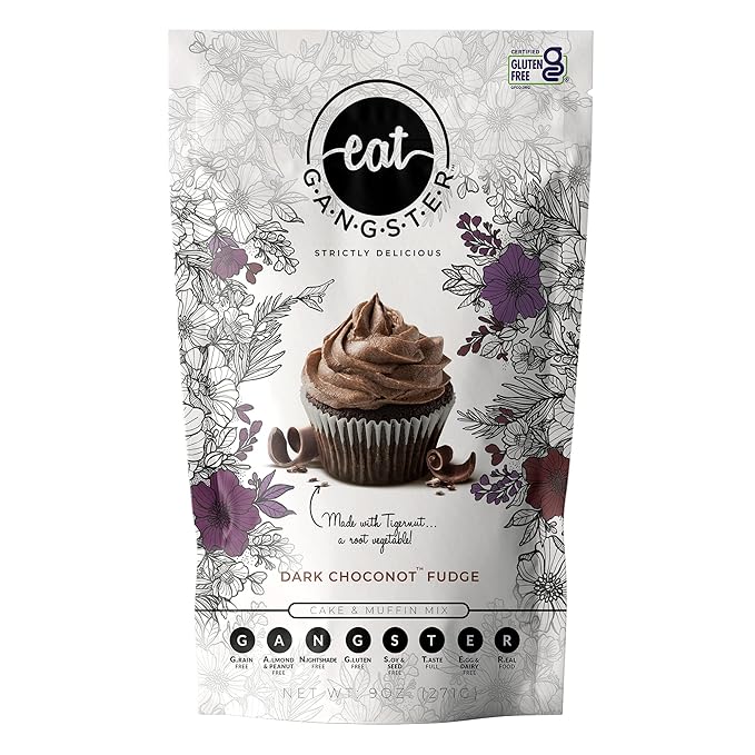 eat G.A.N.G.S.T.E.R. Dark Choconot Fudge Cake & Muffin Mix | Gluten-Free, Grain-Free, Nut-free, Egg-free, Clean Ingredients, Allergy-Friendly. Easy to Make, Great for those with Food Sensitivities, on Elimination Diets or the AIP and Paleo Diets