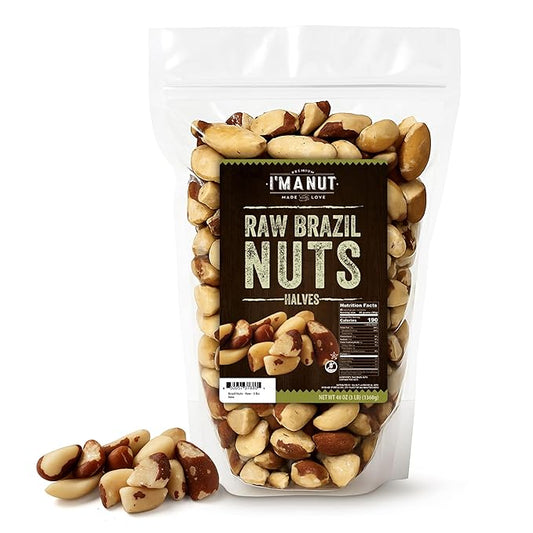 I’m A Nut Brazil Nuts, Broken, 48oz (3 lb) Distinct| Non GMO Batch Tested Gluten & Peanut Free Vegan Keto Friendly Large, Fresh Resealable bag