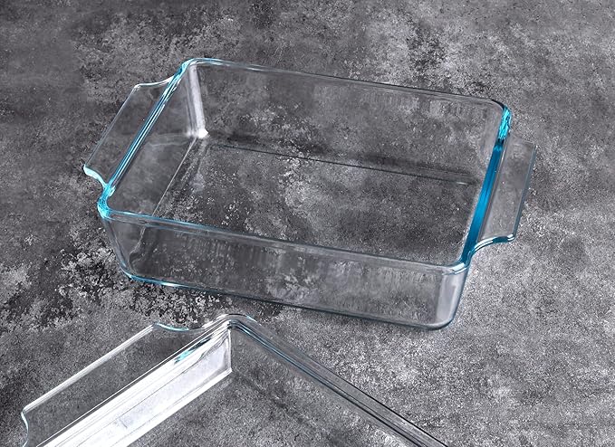 Rectangular Tempered Glass Casserole Dish, Tempered Glass Baking Dish with Glass Cover. Oven, Freezer and Dishwasher Safe.- 1.5 Liter