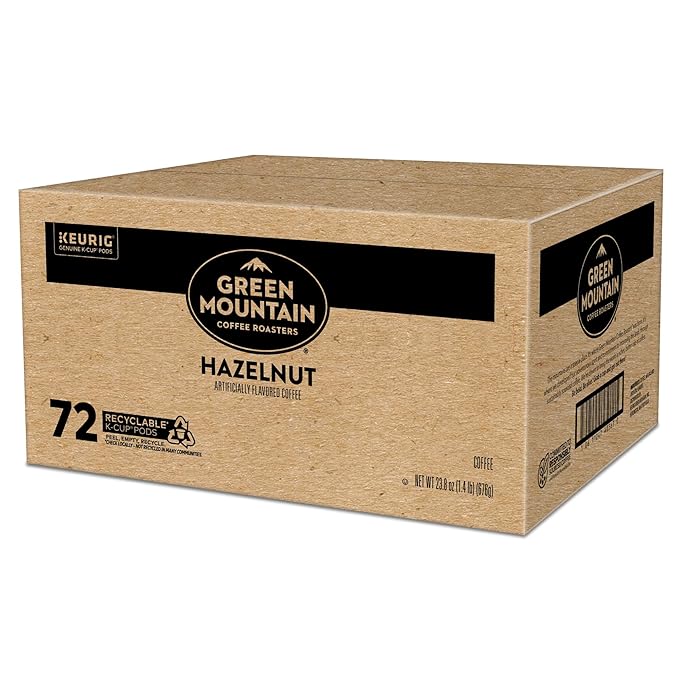 Green Mountain Coffee Roasters Hazelnut Keurig Single-Serve K-Cup pods, Light Roast Coffee, 72 Count
