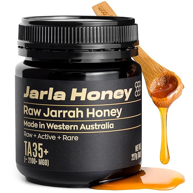 Jarla Honey Australian Jarrah Honey TA35+ = Manuka MGO 2100+ | Low GI | Stronger than Manuka Honey | Raw Cold Pressed Unfiltered | From Ancient Forests of Western Australia (8oz/227g)
