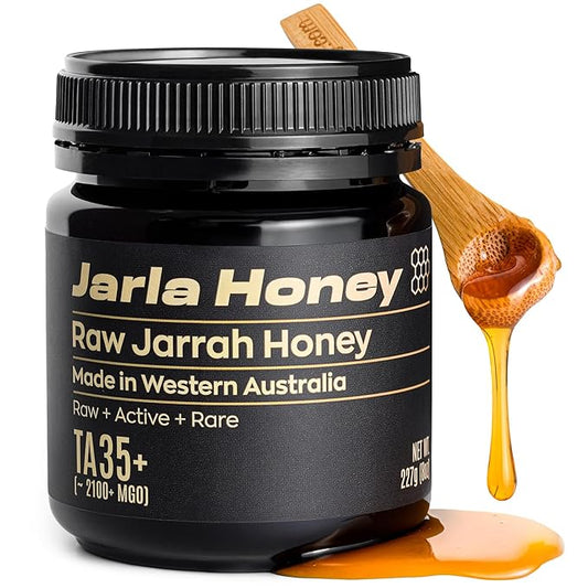 Jarla Honey Australian Jarrah Honey TA35+ = Manuka MGO 2100+ | Low GI | Stronger than Manuka Honey | Raw Cold Pressed Unfiltered | From Ancient Forests of Western Australia (8oz/227g)