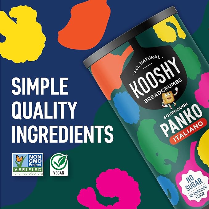 Kooshy Croutons | Vegan & Dairy Free Panko Bread Crumbs | Non GMO Sourdough Breadcrumbs for Cutlets, Vegetables, Meatballs, Meatloaf,Mac and Cheese & More (Variety Pack | 7.5 oz / 2 Pack)