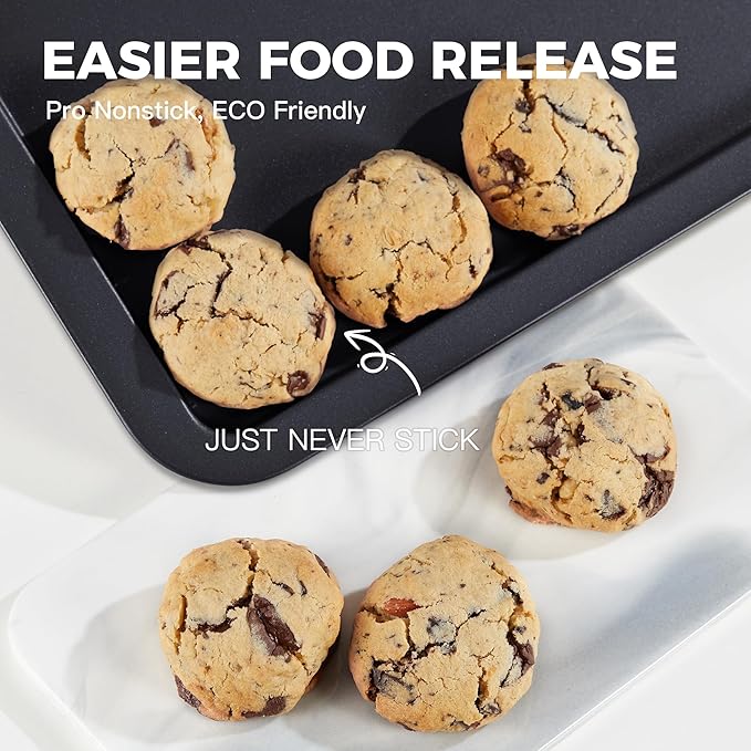 HONGBAKE Nonstick Cookie Sheets, Baking Sheet for Oven with Wider Grip, 15x10 Jelly Roll Pan, Commercial Cooking Tray
