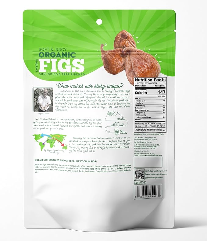 Perfect Delights Organic Snack Pack Figs, Sun-Dried Turkish Figs, On-the-Go Vegan, Healthy Snack, Easy-to-Carry Dried Figs, Perfect for Kids & Adults 5 Pack (1.76 oz each)