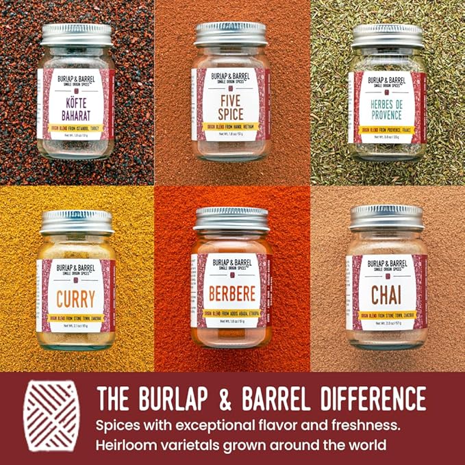 Burlap & Barrel Spices of the World 6-Pack Gift Set- As Seen on Shark Tank! Travel the World With 6 Delicious Spice Blends- Includes Chai, Five Spice & More - 6 Full Size Jars