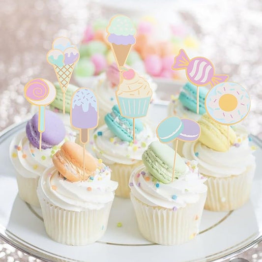 Sweet Dessert Cupcake Toppers - Sweet One Cake Toppers, Donut Ice Cream Candy Birthday Party Decorations, Sweet Dessert Cake Decorations, Sweet One Cake Smash Photo Props竊?Pcs竊?,<div>