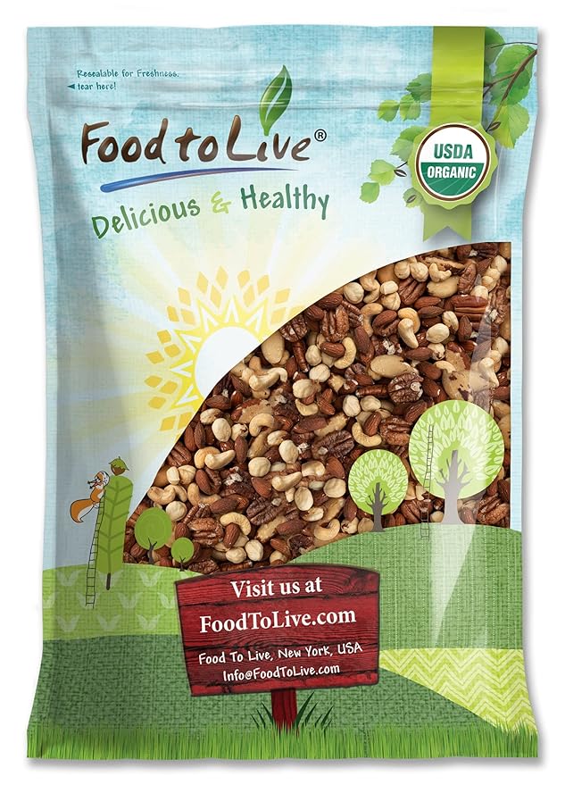 Organic Deluxe Nuts Mix, 8 Pounds ??A Blend of Dry Roasted Pecans, Cashews, Filberts, Almonds and Brazil Nuts with Himalayan Salt. Non-GMO, Oven Roasted and Lightly Salted. No Oil Added, Kosher, Bulk