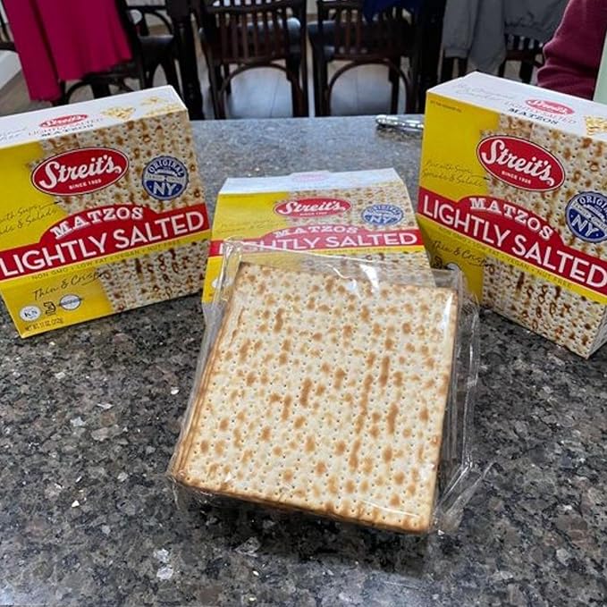 Streit's Lightly Salted Matzo - America's #1 Matzah, Thin & Crispy, Non-GMO, Low Fat, Vegan, Nut Free, Family Owned, Kosher Certified, Pair with Soups, Spreads & Salads (11oz, Pack of 3)