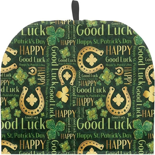 Hudotybom Four-Leaf Clover Tea Cozy for Teapot Insulated Large Teapot Cover to Keep Warm Tea Kettle Cover Machine Washable Coffee Pot Cloth Covers St Patrick Day Decorations