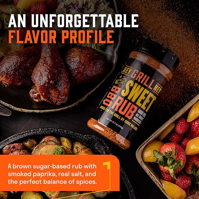 Hey Grill Hey | Sweet Rub | BBQ Rub | Sweet Seasoning for Grilling Pork, Chicken, Fish, Beef, Veggies, and More | NBBQA Award Winning Barbecue Seasoning | 11.7oz