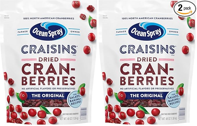 Ocean Spray Craisins Dried Cranberries, Original, 48 Ounce (Pack of 2)