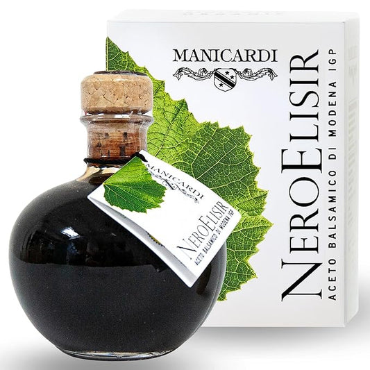 MANICARDI Dense Traditional Balsamic Vinegar of Modena PGI - Extra Thick Italian Black Elisir Perfect for Snacks, Pasta, Vegetables, Salad Dressings, Meat - Made in Italy, 8.45 Fl Oz (250 ml)