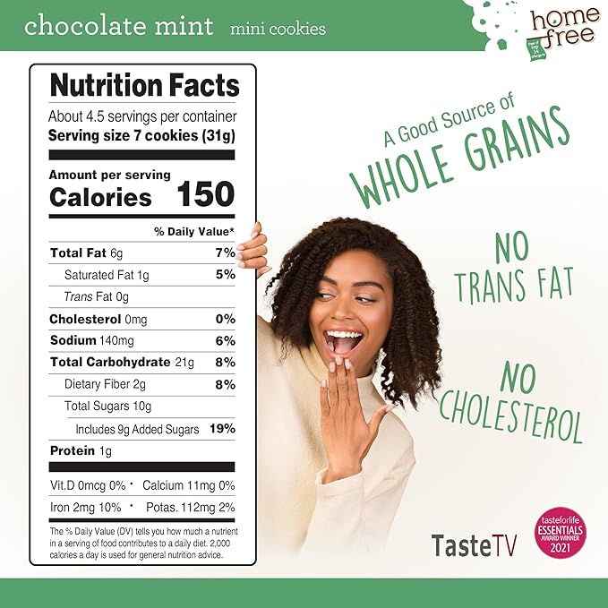 Homefree Chocolate Mint Mini Cookies, Gluten Free, Nut Free, Vegan, School Safe, and Allergy Friendly Snack, 5 oz. Box (Pack of 1)