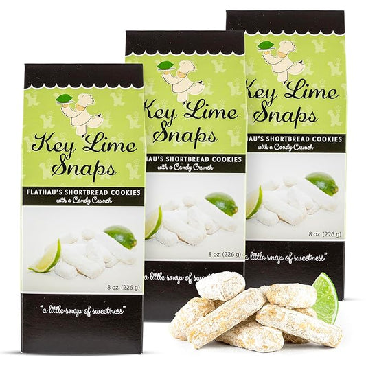 Flathau?셲 Fine Foods, Gourmet Shortbread Cookies, Handcrafted All Natural Artisan Bites, Southern-Baked Sweet Snaps with a Buttery Finish (Pack of 3, Key Lime)