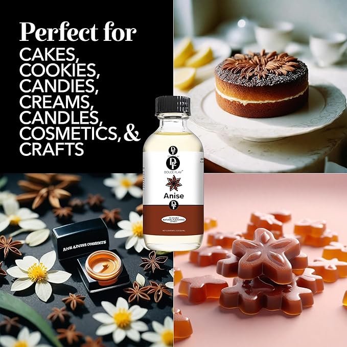 Dolce Flav Natural Anise Extract ??1 Gallon Oil-Soluble Kosher, Sugar-Free, Concentrated Licorice Anise Flavoring for Baking, Cookies & Liqueurs