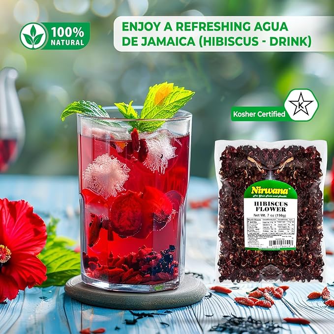 Premium Dried Hibiscus Flowers ??Whole Flower Petals for Herbal Infusions, Loose Leaf Blends, and Culinary Use ??Perfect with Dandelion Root, Raspberry Leaf, and More