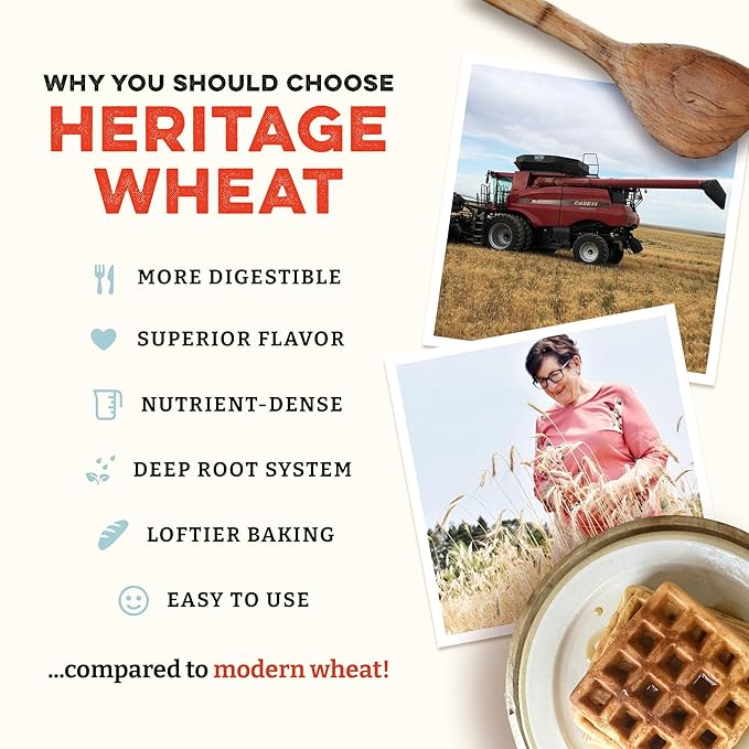 Sunrise Flour Mill USDA Organic 7-Grain Heritage Pancake Mix- 2 lbs | Enjoy Fluffy & Tasty Waffles | Easier to Digest with Less Bloating | Zero Additives
