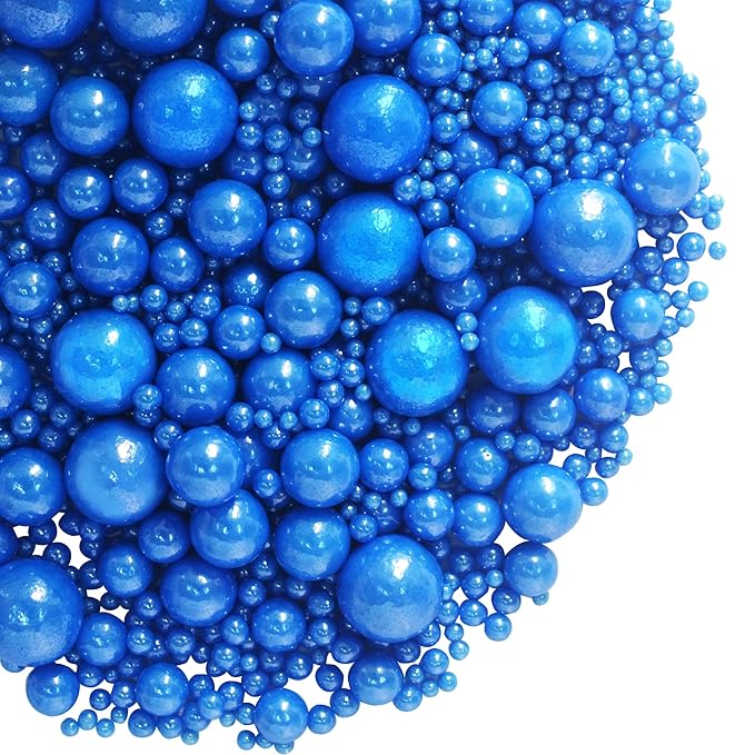 Blue Sprinkles Edible Pearls for Cake Decorating Royal Navy Blue Pearl Sprinkles 120G/ 4.23Ounce Cake Sprinkles Cupcake and Cake Topper Cookie Baking Decorations Wedding Halloween Christmas Supplies