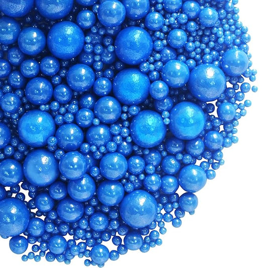 Blue Sprinkles Edible Pearls for Cake Decorating Royal Navy Blue Pearl Sprinkles 120G/ 4.23Ounce Cake Sprinkles Cupcake and Cake Topper Cookie Baking Decorations Wedding Halloween Christmas Supplies