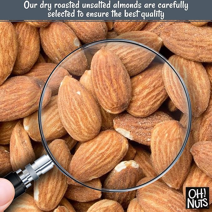 Oh! Nuts Almonds - Dry Roasted Unsalted Almonds - 5 lb - No Salt, No Oil All-Natural Protein - Packed in New York Zip-Seal Bag for Exceptional Freshness