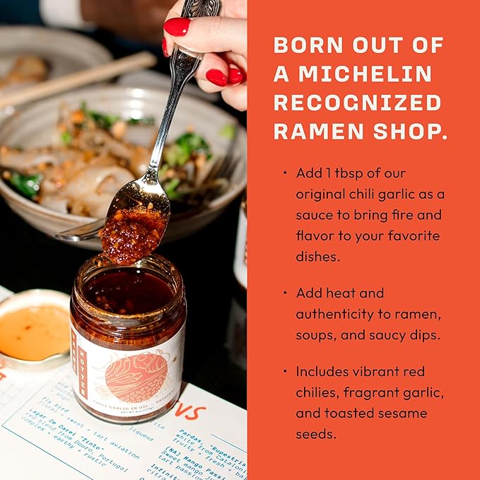 Umami Hottie Original Hot – Bold Japanese Style Chili Oil | Made with Garlic, Shichimi Togarashi Chili, Red Miso & Sesame | Perfect for Instant & Restaurant Ramen, Soups, Noodles | Sugar-Free 6 oz (Original)