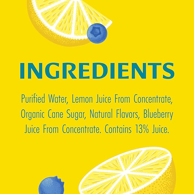 Lemonati Lemonade Sparkling Blueberry Lemonade, No Artificial Sweeteners or Flavoring, Gluten-Free