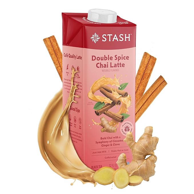 STASH Double Spice Chai Latte Concentrate - Barista Style Caffeinated Chai Tea Beverage - Crafted in Oregon - Plant Based and Dairy-Free, Serve Hot or Iced, 32 fl oz