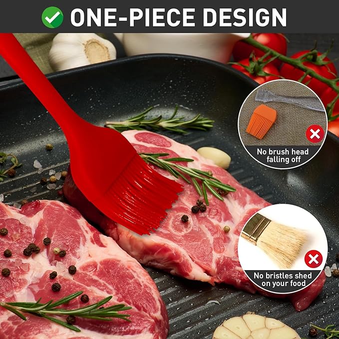 Begonia Silicone Basting Pastry Brush-2pcs Heat Resistant Cooking Brush for Oil, Sauce, Butter, BBQ, Grill and Marinade, BPA Free, Dishwasher Safe 竊늃edç«?,<div>