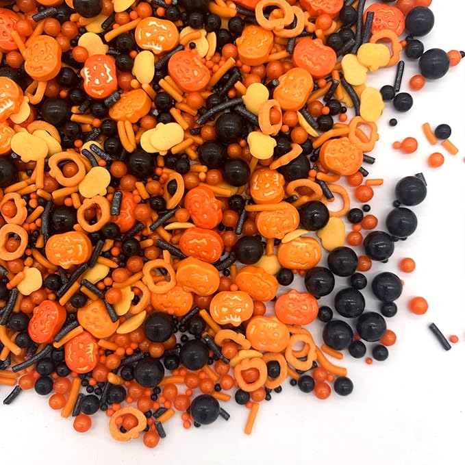 Sprinkles I 3.5 oz I Orange And Black Sprinkles I Pumpkin Sprinkles I Cake Cupcake Toppers Cookie Dessert Sprinkles Decorations