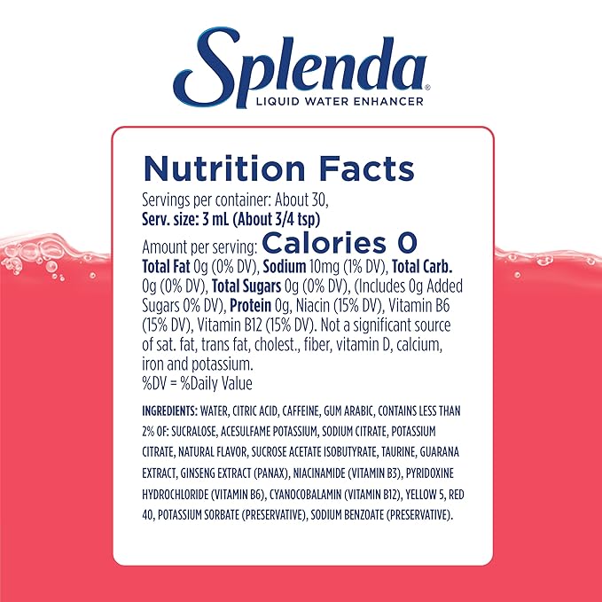 SPLENDA Energy Liquid Water Enhancer Drops, Sugar Free, Zero Calorie, Natural Flavor, Concentrated Drink Mix, 3.11 Fl Oz Each Bottle (Strawberry Pineapple, 1 Pack)