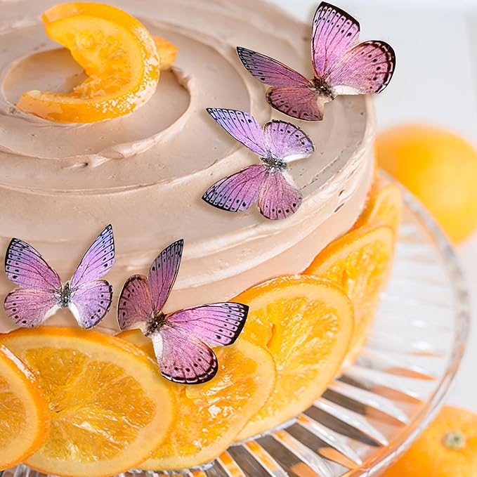 Sugar Robot Edible Butterflies for Cake Decorating- Large Size Butterfly Decorations - Cake Toppers and Cupcake Toppers - Made in the USA - Premium Crafted (Light Purple)