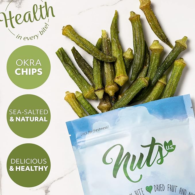 NUTS U.S. - Okra Chips | Sea-Salted | No Color Added and No Sugar Added | Natural | Delicious And Healthy, Bulk Chips!!! (Okra Chips, 2 LBS)
