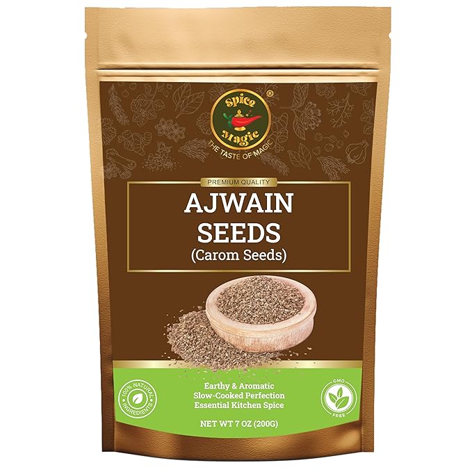 Spice Magic Ajwain Seeds I Carom Seeds I Bishops Weed ~ 100% Pure, Aromatic & Natural I Non-GMO I Vegan I Indian Origin 7oz (200 gms)