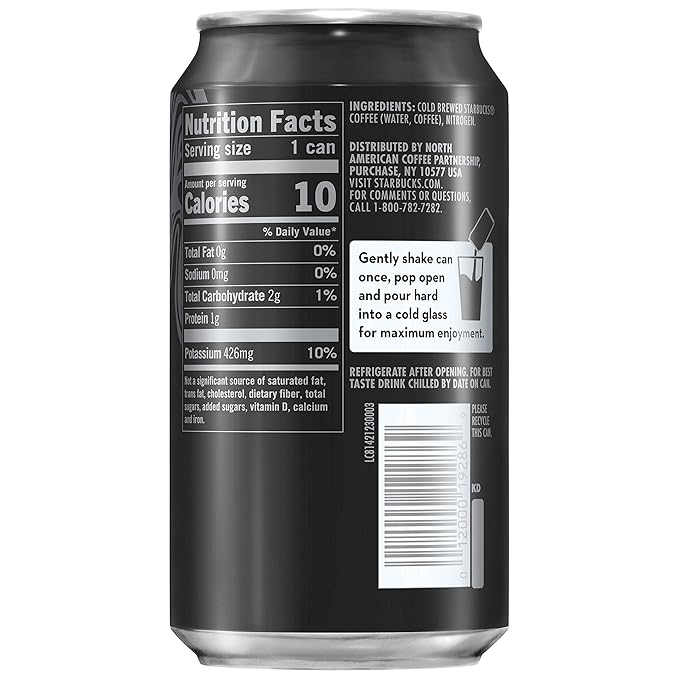Starbucks Nitro Cold Brew Coffee, Black Unsweetened, 9.6 fl oz Cans (8 Pack), Iced Coffee, Cold Brew Coffee, Coffee Drink