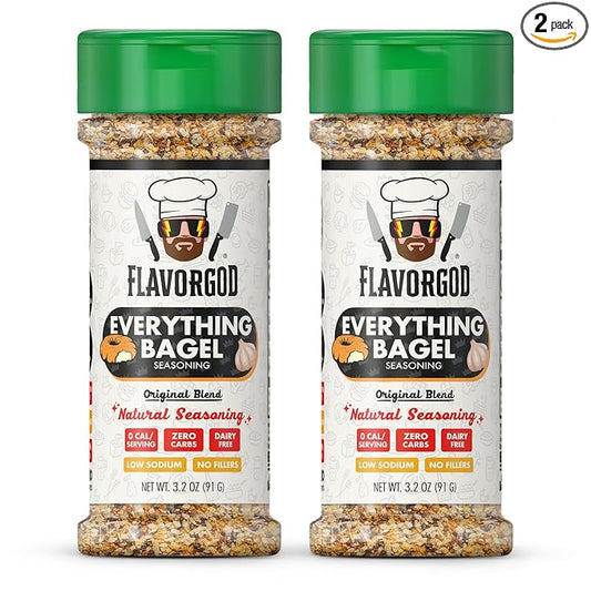 Everything Bagel Seasoning Mix by Flavor God, Pack of 2 - Premium All Natural & Healthy Spice Blend for Bagels, Chicken, & Eggs - Kosher, Gluten-Free & No MSG - Great Flavor Spices and Seasoning Gift