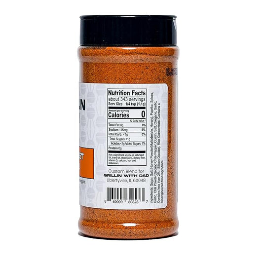 Grillin With Dad Sweet BBQ Rub - Great Tasting Seasonings - Contains Honey Powder - Best Rub For Ribs, Pulled Pork and BBQ - Gluten Free